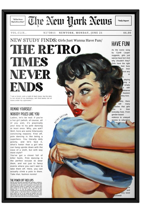 Retro Woman Newspaper Print