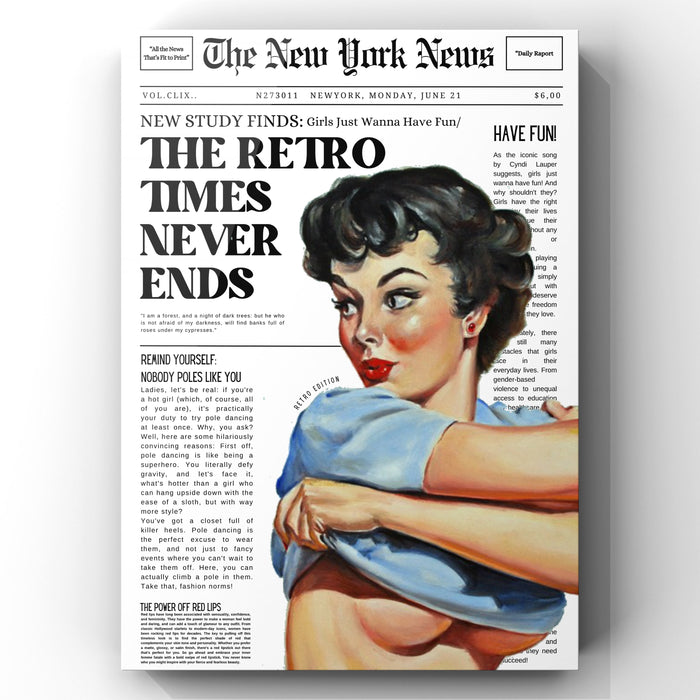 Retro Woman Newspaper Print