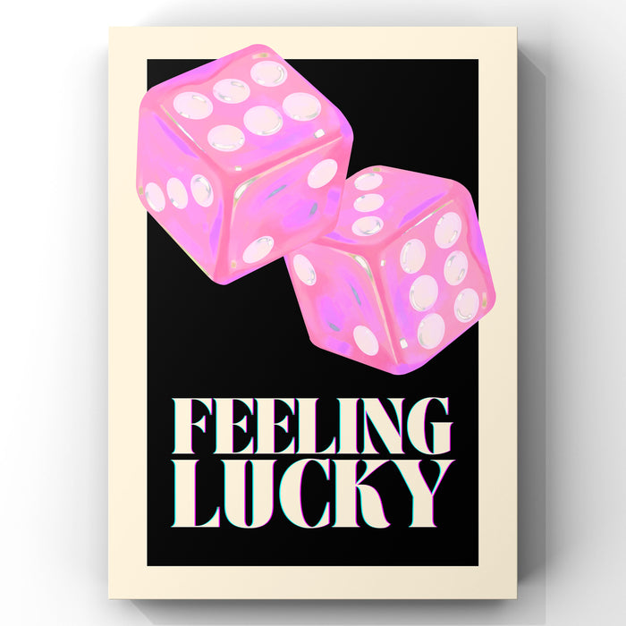 Pink Dice Print Feeling Lucky