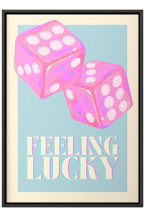 Pink Blue Dice Art Feeling Lucky