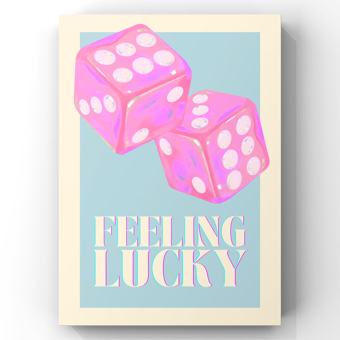 Pink Blue Dice Art Feeling Lucky