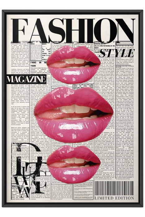 Fashion Newspaper Pink Lips Print