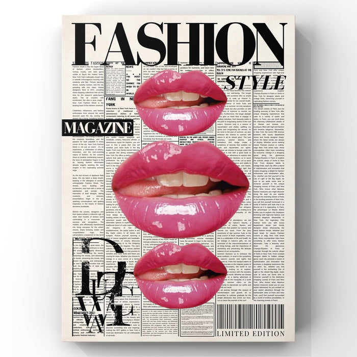 Fashion Newspaper Pink Lips Print