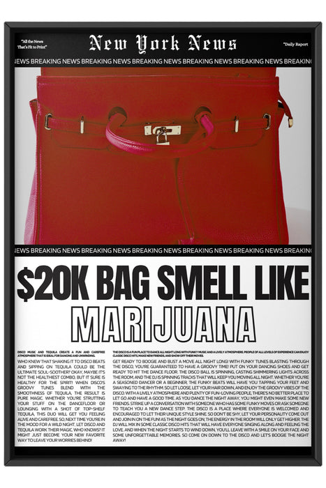 Luxury Red Bag Newspaper Print