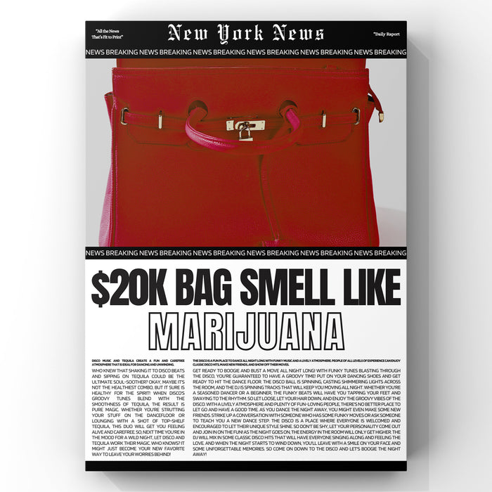 Luxury Red Bag Newspaper Print