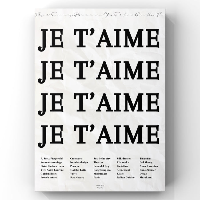 Je Taime Poster French Decor