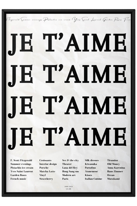 Je Taime Poster French Decor